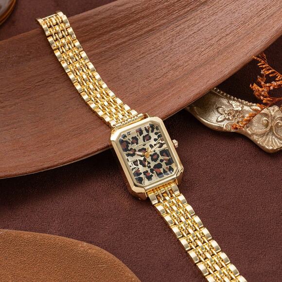Vintage Style Leopard Print Women’s Watch Gold Bracelet Watch main image 4